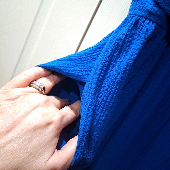 Calvin Klein Blue Flutter Sleeve Dress - Picture 5 of 7
